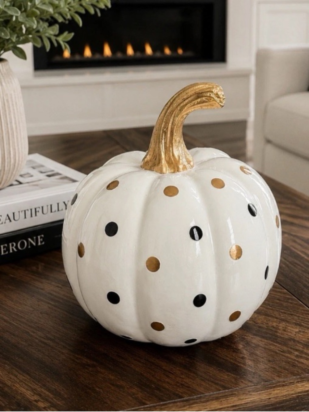 Mackenzie-Childs Dotty Pumpkin Ivory. New in Box. - Picture 2 of 6